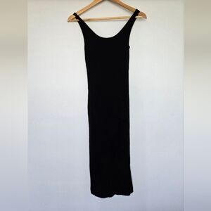 Wilfred Free Black Ribbed Midi Dress Women's Size Small In Black